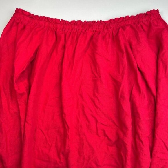 GUESS Off The Shoulder Linen Blend Top Sz Small Red - Picture 10 of 10